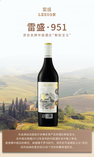 雷盛红酒951法国干红葡萄酒